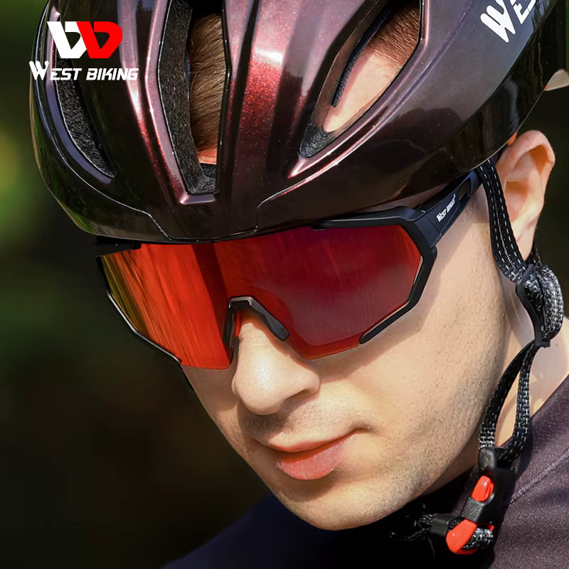 West Biking Sportsonnenbrille, Vollrand, Schwarz, Polarisiert - Bild 1