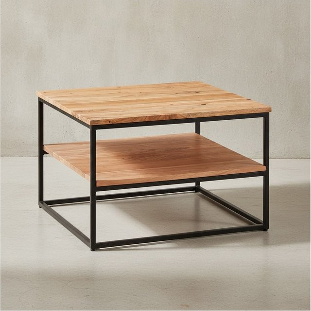 KADIMA DESIGN Industrial Couchtisch aus Akazienholz und Metall in Braun, B/T/H: 60,0 x 41,0 x 60,0 cm - Bild 1