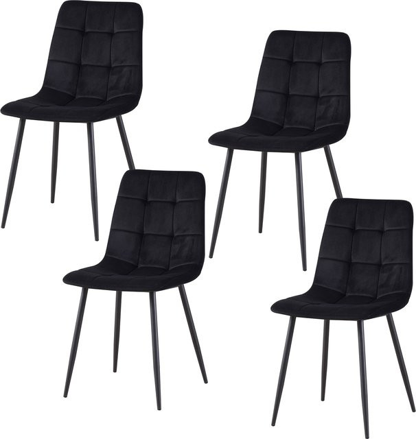 HTI-Living Esszimmerstuhl Mesa 4er Set in Schwarz aus Velvet - Bild 1