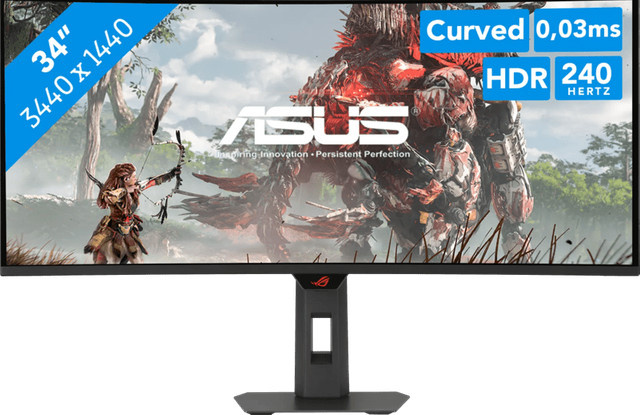 ASUS ROG Strix XG34WCDMTG QD-OLED Curved Gaming Monitor, QHD 1440p, 240 Hz, Schwarz - Bild 1