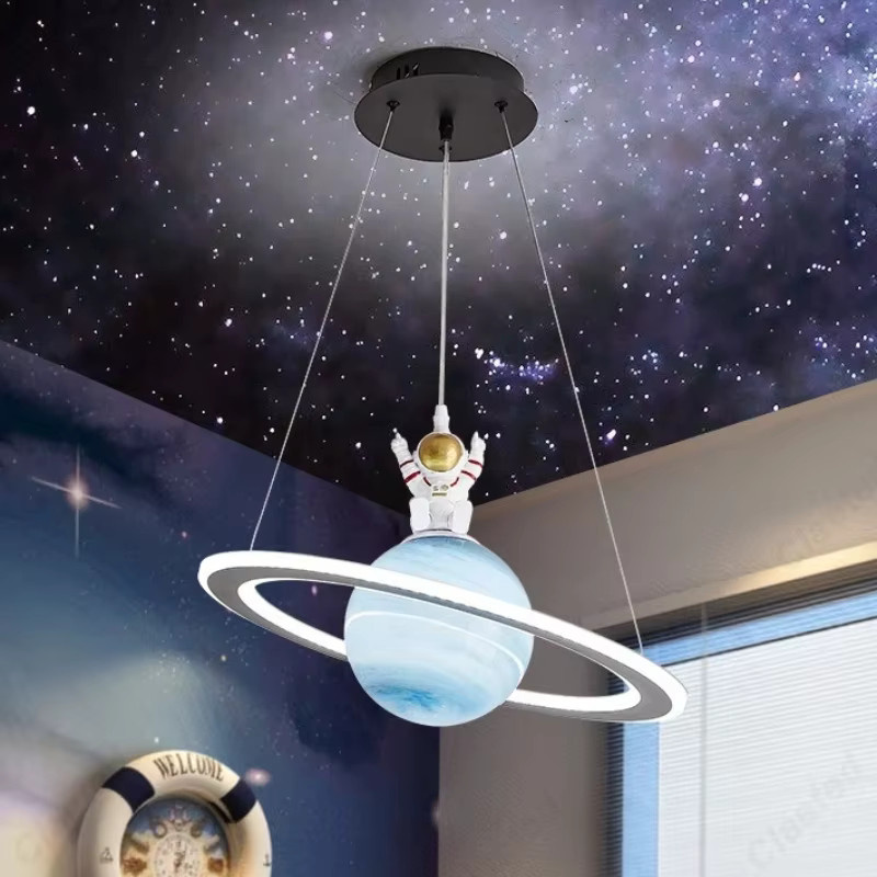 Claeted Glas-Planeten-Pendelleuchte mit RGB-Farbwechsel, moderne Hängelampe für Wohnzimmer, Schlafzimmer, Küche und Kinderzimmer, E27, Multicolor, Höhe: 120 cm, Durchmesser: 45 cm - Bild 2