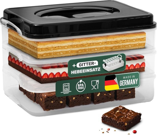 Novaliv Kuchen-Transportbox mit Deckel und Einlage, transparent, B/T: 40 x 30 cm - Bild 1