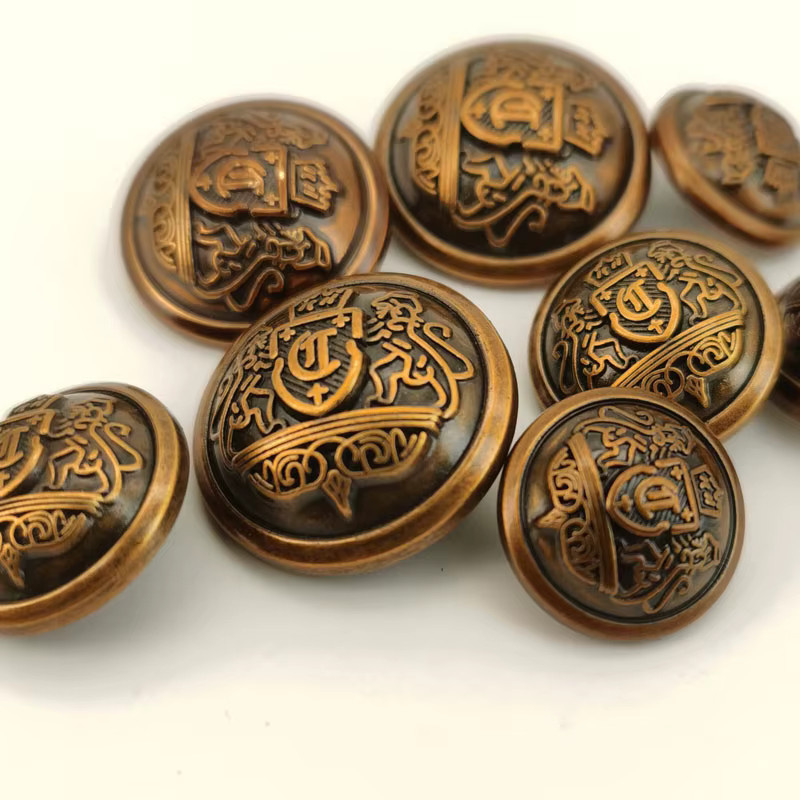 DENGWEIS Metallknöpfe handgefertigt in Bronze und Gold für Jacken und Anzüge, 6 Stück - Bild 3