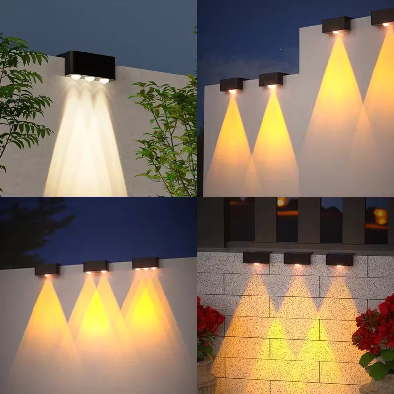 TLEDMP 4er Set Solar-LED-Stufenleuchten in Schwarz mit warmweißem Licht, IP65 wasserdicht, rechteckige Außenleuchten für Treppen, Wege und Garten - Bild 5