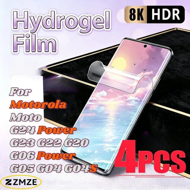 4er-Pack flexible Displayschutz-Wasserfolie für Motorola Moto G06 G24 Power G23 G22 G20 G05 G04 G04S Serie, transparent - Bild 1