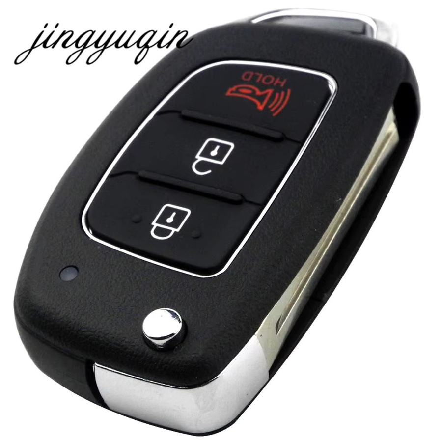 Jingyuqin Ersatzgehäuse für Hyundai HB20 SANTA FE IX35 IX45 Accent I40 Solaris, 3/4 Tasten Flip Klapp Fernbedienung Auto Schlüssel Shell, Schwarz - Bild 2
