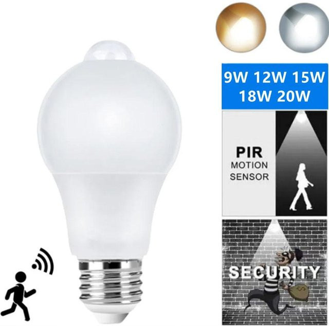 GuangZhouZhenqin LED E27 Glühbirne mit PIR Bewegungssensor, Warmweiß, 9W, Weiß - Bild 1