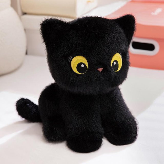 Yiran toy Katzen-Stofftier, schwarze und graue Katze, Plüsch, ab 14 Jahren - Bild 1