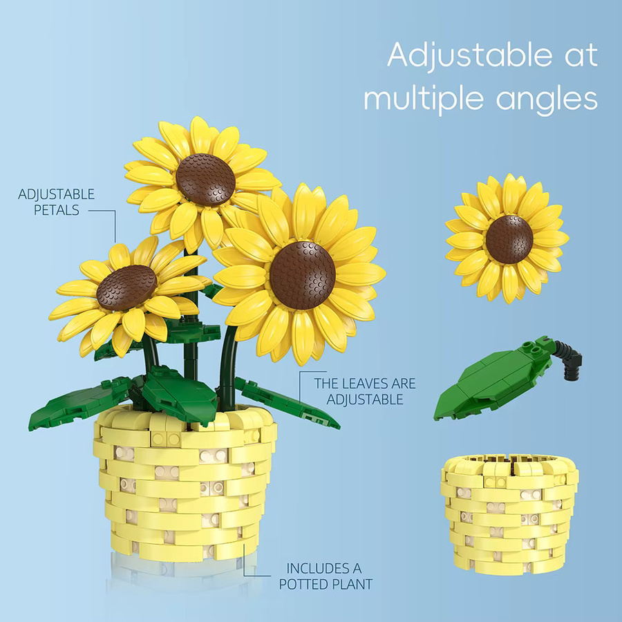 KNEW BUILT 3D Ewige Sonnenblume im Topf, Baustein-Spielzeug, DIY-Puzzle - Bild 2