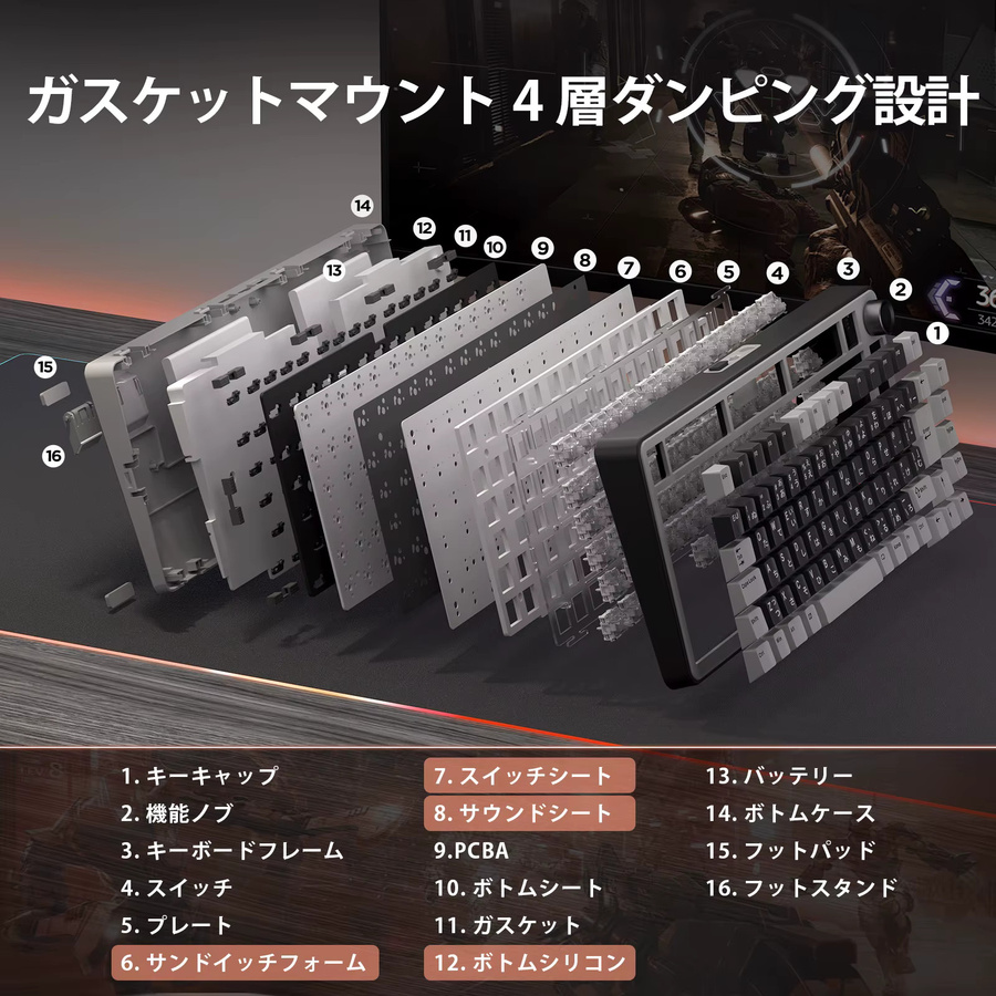 YUNZII RT75 Kabellose Gaming-Tastatur mit Rapid Trigger, Hall-Effect Magnetschaltern, 75 % JIS-Layout, Black - Bild 3