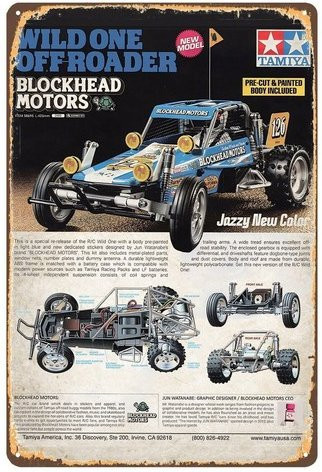 Vintage Tamiya Wild One Buggy Metallschild-Poster, Mehrfarbig, Breite: 20,0 cm, Höhe: 14,0 cm - Bild 1