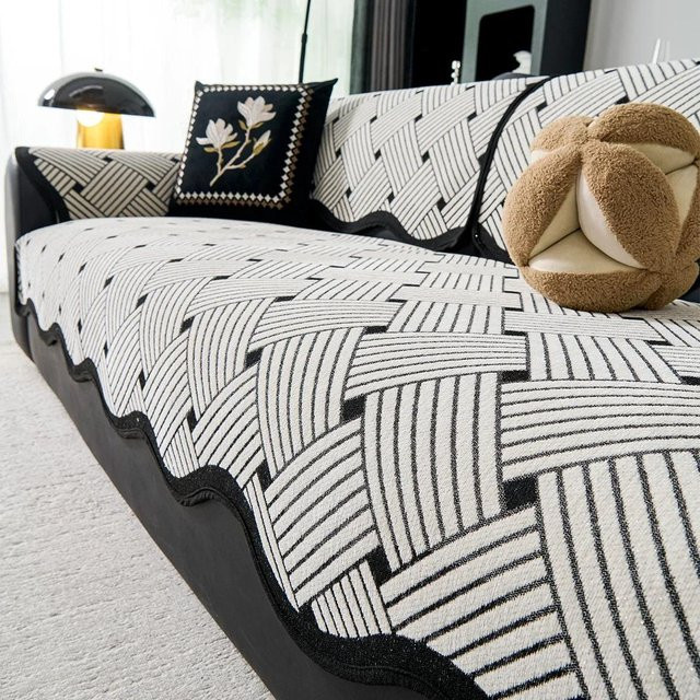Yiran Furniture Retro Chenille Sofakissenbezug mit Anti-Rutsch-Funktion, B/T: 90 x 70 cm - Bild 1