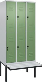 C+P Doppelstock-Spind Classic PLUS Sitzbank mit 3 Abteilen und Sicherheits-Drehriegel, B/T/H: 212 x 90 x 81,5 cm - Bild 1