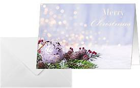 Sigel Charmful Christmas Weihnachtskarten mit Weihnachtskugel-Motiv in Grün-Lila, 25 Stück, A6, inklusive Umschläge, aus FSC-zertifiziertem Papier, für Drucker und Kopierer geeignet - Bild 1