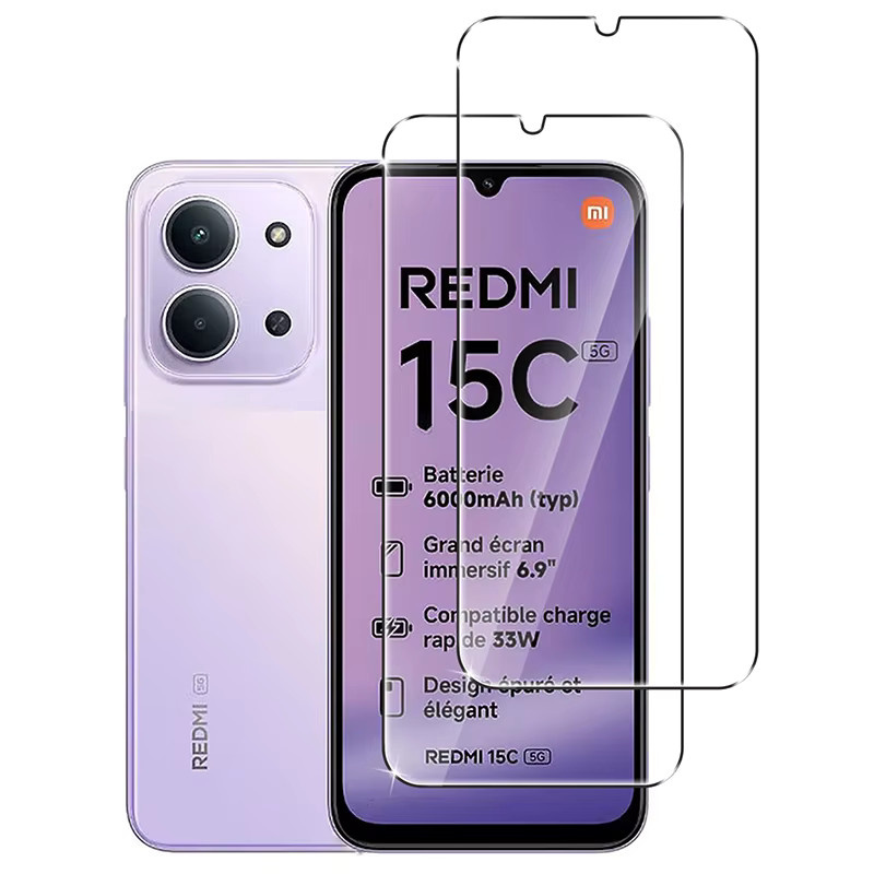2 Stück Xiaomi Displayschutzfolie aus gehärtetem Glas für Redmi 14C 15C 13C 12C 10C 10X 9A 9T 8 9 10 12 13 4G 5G transparent - Bild 6