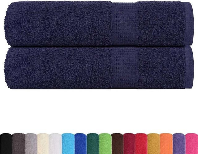 vidaXL Duschtücher 2er-Set aus 100% Baumwolle in Marineblau, B/H: 70 x 140 cm, 360 g/m² - Bild 1
