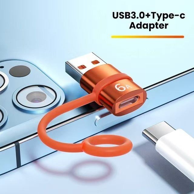 USB 3.0 auf Typ C Adapter OTG Konverter für schnelles Laden, Schwarz und Orange - Bild 1