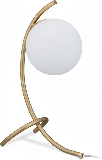 Relaxdays Tischlampe mit Kugelschirm aus Glas und Eisen in Gold und Weiß für E27, B/T/H: 40 x 15 x 22,5 cm - Bild 1