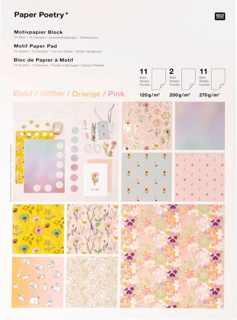 Rico Design Paper Poetry Motivpapierblock Flower Power Multicolor A4 - Bild 1