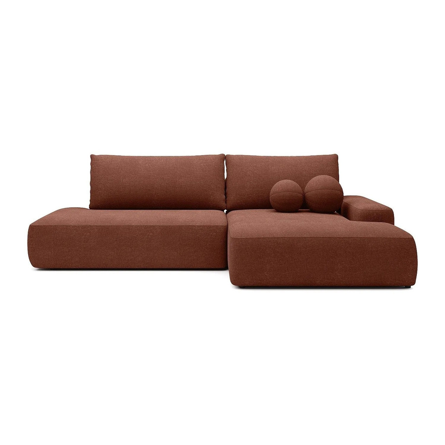 Vente-unique Schlafsofa Daviso in Terracotta mit L-Form und Schlaffunktion, Breite: 276 cm - Bild 2