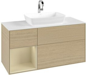 V&B Waschtischunterschrank Finion in Weiß mit Eichen-Dekor, Breite: 120 cm, Tiefe: 50,1 cm, Höhe: 50,1 cm - Bild 1