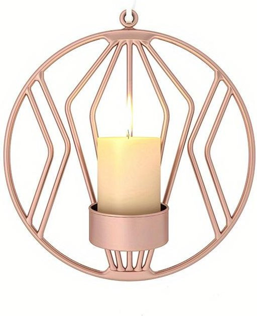 SZ-Damai Wand-Kerzenhalter aus Metall im europäischen Art-Deco-Stil, geometrisches Design in Beige - Bild 1