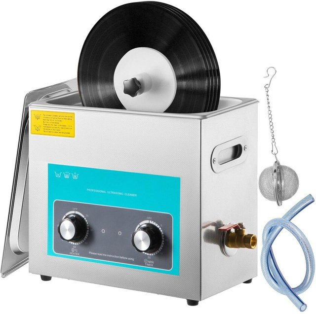 Buying Solutions MB Ultraschall-Vinyl-Schallplattenreiniger mit 40kHz und Knopfsteuerung, Silber, Edelstahl - Bild 1