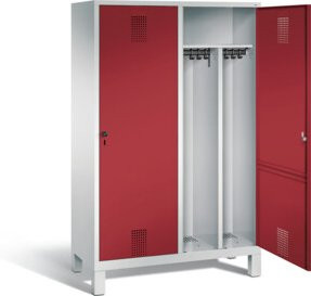 C+P Spind Evolo mit Front in Rubinrot und Korpus in Lichtgrau, H x B x T: 185 x 119 x 50 cm - Bild 1