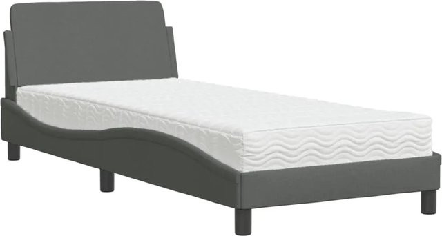 vidaXL Bett mit Matratze in Grau aus Stoff und Schaumstoff, B/T/H: 90 x 200 x 17 cm - Bild 1