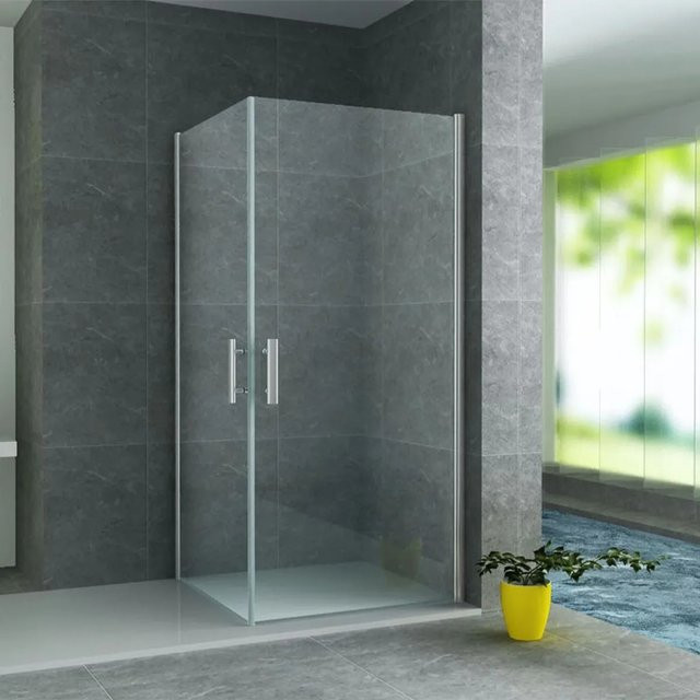 Aloni Eck-Duschkabine mit Doppel-Schwingtüren aus Klarglas mit Easy-Clean-Beschichtung, Farbe: Transparent, B/T/H: 80 x 80 x 190 cm - Bild 1