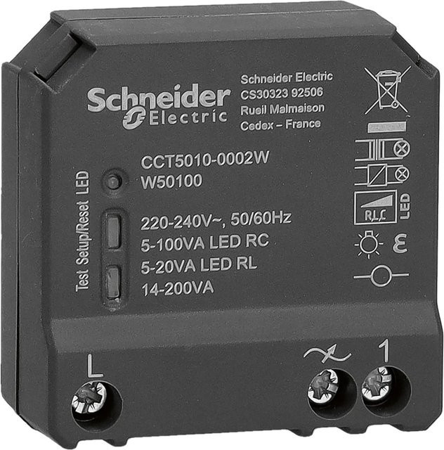 Schneider Electric Wiser Unterputz Dimmaktor CCT5010-0002W 1fach Dunkelgrau mit Zigbee und Bluetooth - Bild 1