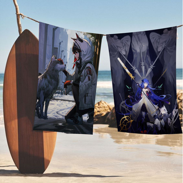 A-Arknights Strandtuch für Mädchen, buntes Mikrofaser-Badetuch, schnell trocknend und sandfrei - Bild 1