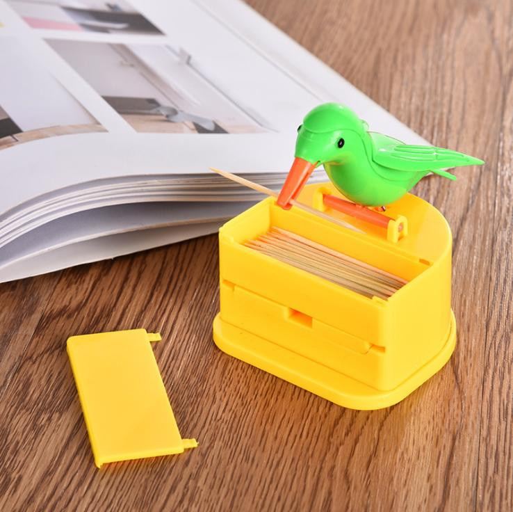 Automatischer Zahnstocherspender in Vogelform, gelber Zahnstocherbehälter aus ABS-Kunststoff - Bild 1