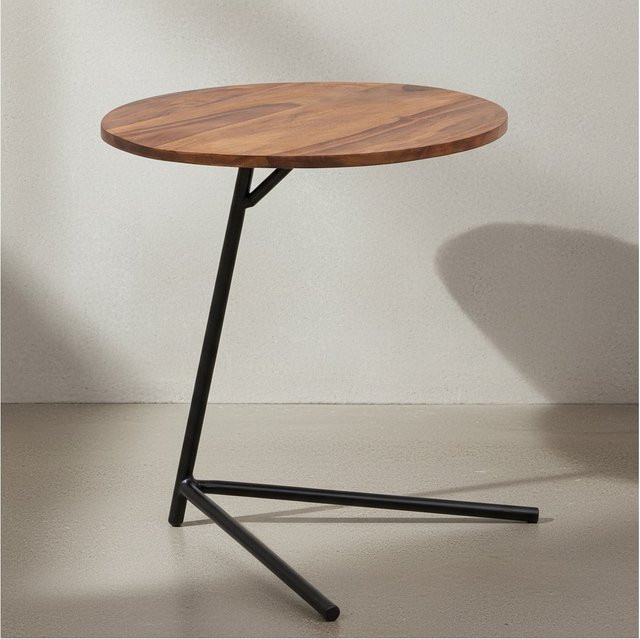 KADIMA DESIGN Industrial Beistelltisch aus Sheeshamholz und Metall in Braun, B/T/H: 40 x 40 x 46 cm - Bild 1