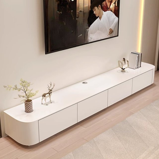 Minimalistischer TV-Schrank von DUTRIEUX in Weiß mit integrierter Beleuchtung - Bild 1