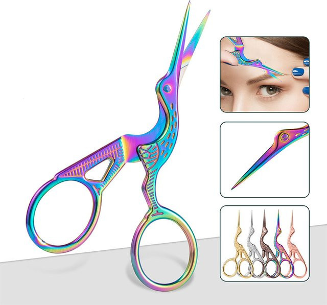 Stickerei-Schere in Regenbogen-Storch-Optik aus Edelstahl, kleine Handwerksschere für Stickerei und Nähen, Mehrfarbig - Bild 1