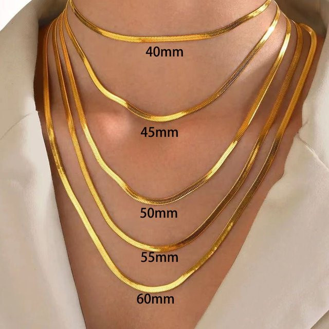 Yuedane Halskette Schlangen Kette, Edelstahl, Gold, Unisex - Bild 1