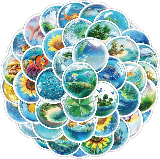 50 Blatt Kawaii Flora & Fauna Kritzelaufkleber aus wasserfestem Vinyl in Multicolour von AufnahmeYourLife Store - Bild 1