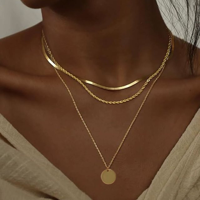 konminry Anhänger-Halskette, 18 Karat vergoldet, Gold, Damen - Bild 1