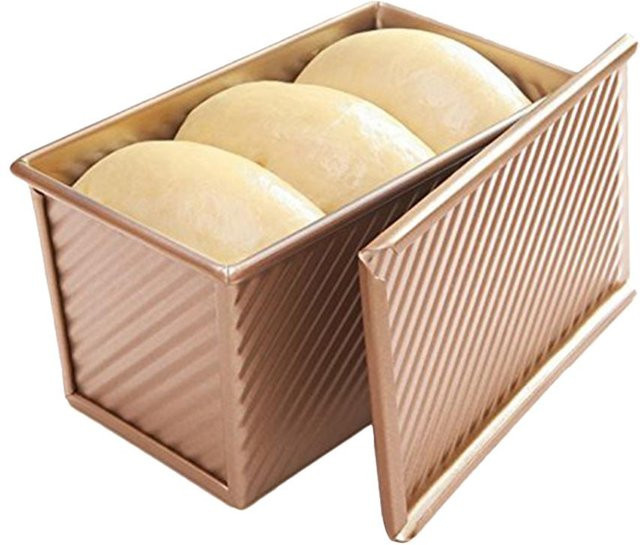 CosyHome Brotform mit Deckel aus Kohlenstoffstahl mit Antihaftbeschichtung in Beige - Bild 1