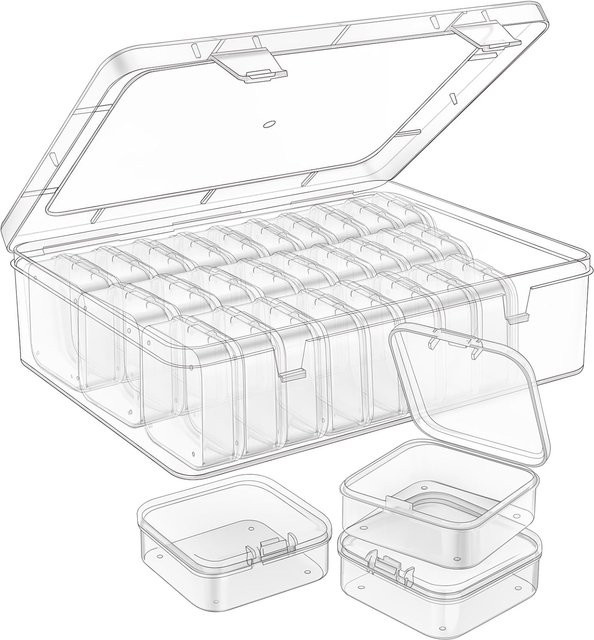 Transparente Organizer-Box aus Kunststoff mit Klappdeckel für kleine Perlen und Aufbewahrung - Bild 1