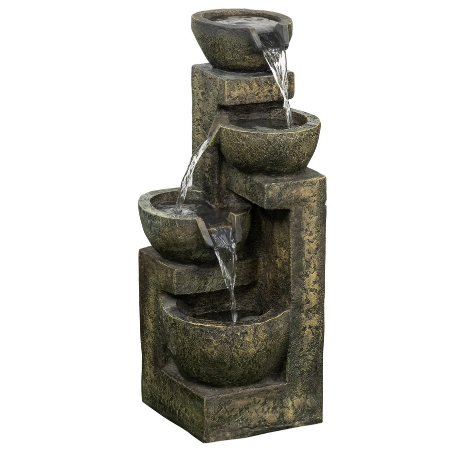 Outsunny Gartenbrunnen Springbrunnen aus Kunstharz in Schwarz mit 4 Stufen einstellbarer Strömung, H x B x T: 60 x 24 x 25 cm - Bild 2
