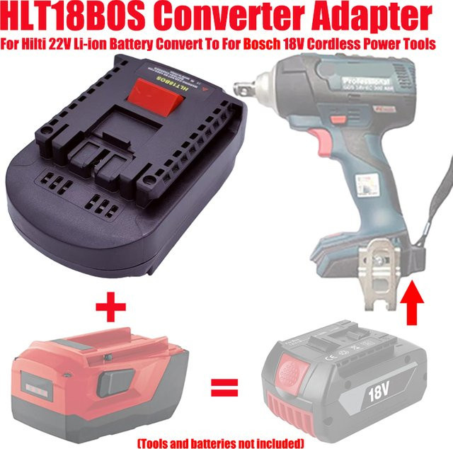 ALASICKA Akku-Adapter-Konverter HLT18BOS in Schwarz für Hilti 22 V Lithium-Ionen-Akkus zur Nutzung mit Bosch 18 V Akku-Elektrowerkzeugen - Bild 1