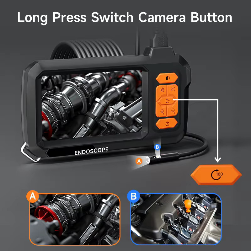 ZEMICAM Industrielles Endoskop mit 4,3-Zoll-Bildschirm, 1080P HD Doppelobjektiv und IP67 Schutz, Schwarz - Bild 4