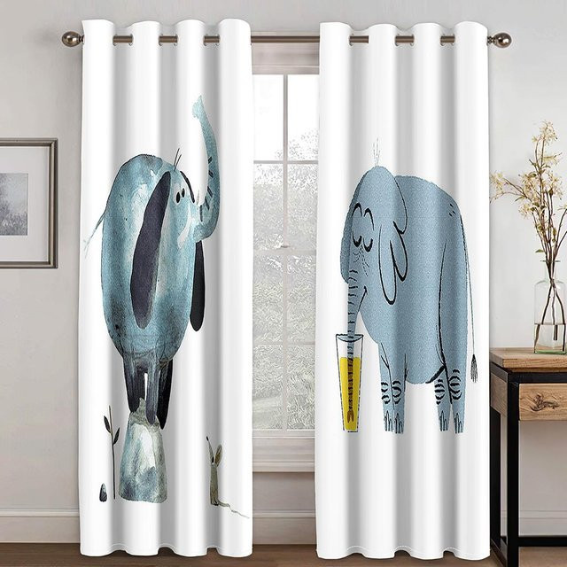 Yiran Furniture Koala Kinder Fenstervorhänge mit Regenbogen Motiv, 2er Set, halbtransparent, Mehrfarbig, Breite: 70 cm, Höhe: 185 cm - Bild 1