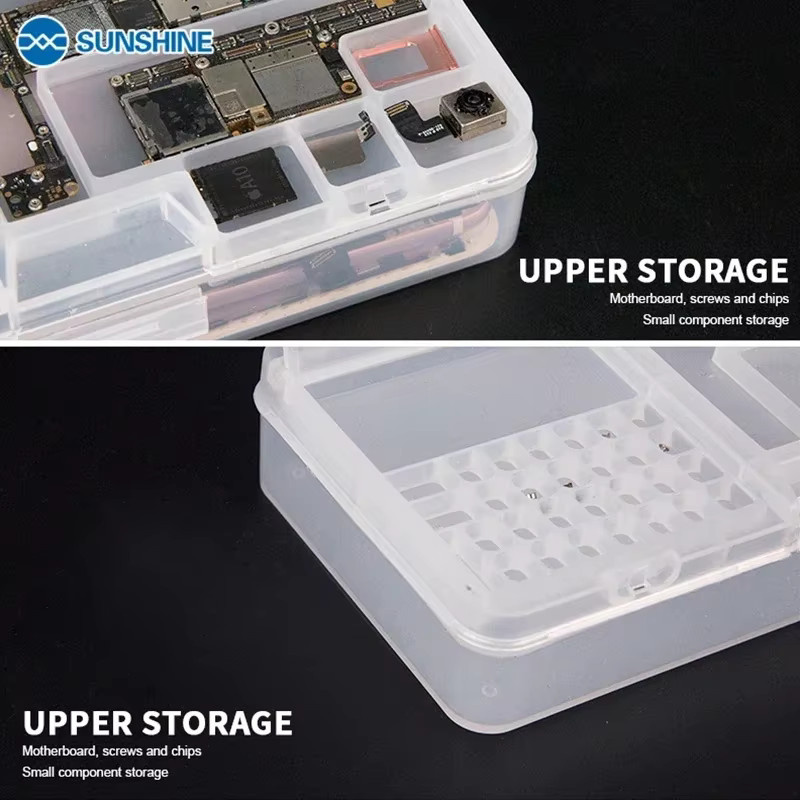SUNSHINE SS-001A Multifunktionale Handy-Reparatur-Aufbewahrungsbox für Zubehör und Kleinteile, transparent, B/T/H: 18,3 x 9,3 x 3,4 cm - Bild 2