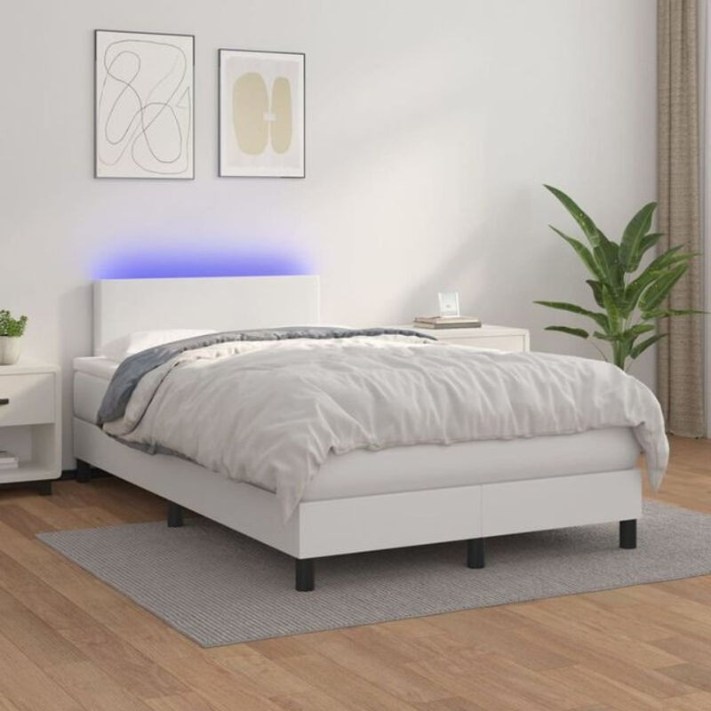 Vidaxl Boxspringbett mit Matratze aus Kunstleder in Weiß, B/T/H: 200 x 120 x 78 cm - Bild 1