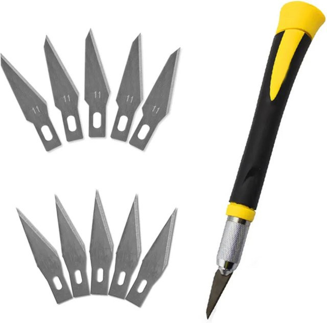 Fbiannely Bastelwerkzeug-Set mit 10 Hobby-Messern und Klingen in Gelb für Gravur, Basteln und DIY-Reparaturen - Bild 1