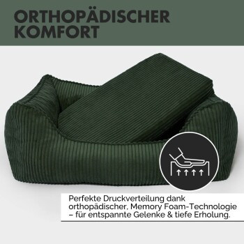 PAW WOW Hundebett ANTON Sofa in Olivegrün, Größe L, mit orthopädischem Schaumstoff und abnehmbarem Bezug - Bild 2