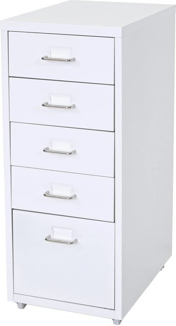 PROREGAL Rollcontainer Housten mit 5 Schubladen in Weiß, B/T/H: 69 x 28 x 41 cm - Bild 1